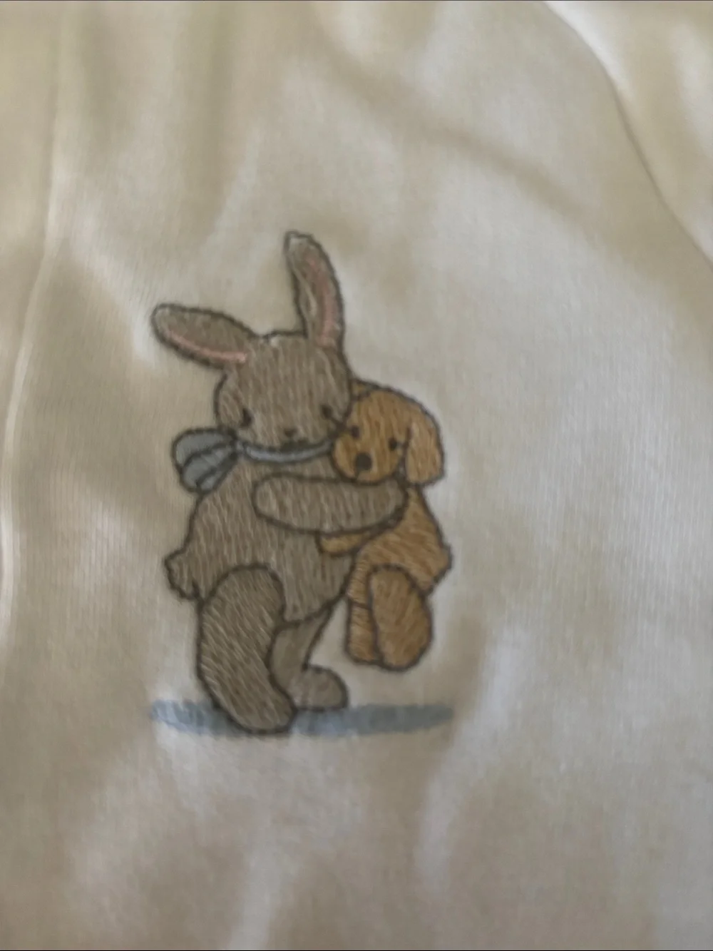 Vintage Carters White Baby One-Piece Romper w/ Bunny Embroidery 3-6 mo 12-18 lbs - Picture 2 of 8